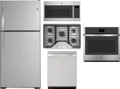 5 Piece Package Includes Refrigerator, Cooktop, Wall Oven, Microwave And Dishwasher