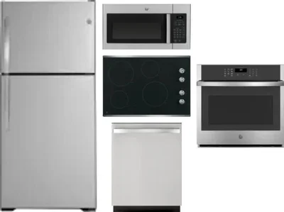 5 Piece Package Includes Refrigerator, Cooktop, Wall Oven, Microwave And Dishwasher