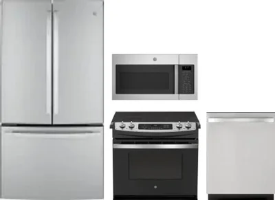 4 Piece Package Includes Refrigerator, Range, Microwave And Dishwasher