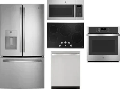 5 Piece Package Includes Refrigerator, Cooktop, Wall Oven, Microwave And Dishwasher