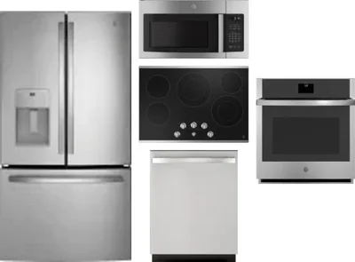 5 Piece Package Includes Refrigerator, Cooktop, Wall Oven, Microwave And Dishwasher