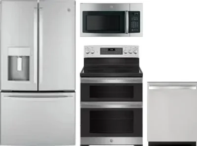 4 Piece Package Includes Refrigerator, Range, Microwave And Dishwasher