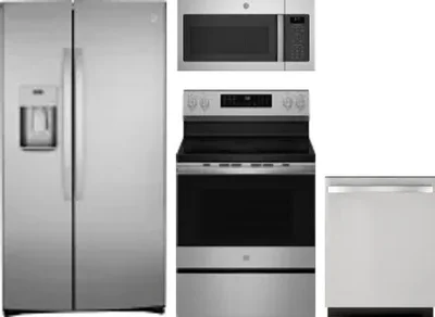 4 Piece Package Includes Refrigerator, Range, Microwave And Dishwasher
