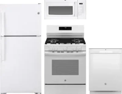 4 Piece Package Includes Refrigerator, Range, Microwave And Dishwasher