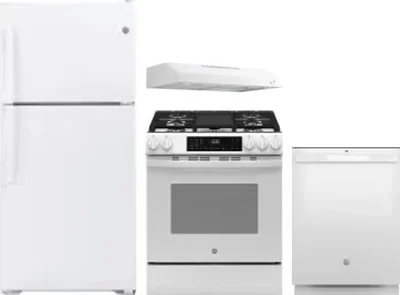4 Piece Package Includes Refrigerator, Range, Hood And Dishwasher