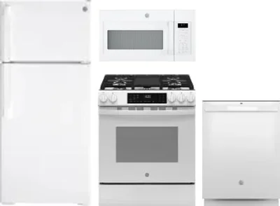 4 Piece Package Includes Refrigerator, Range, Microwave And Dishwasher