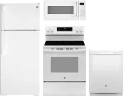 4 Piece Package Includes Refrigerator, Range, Microwave And Dishwasher