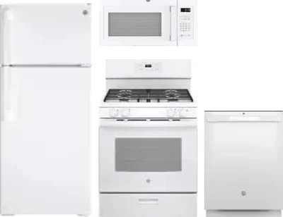4 Piece Package Includes Refrigerator, Range, Microwave And Dishwasher