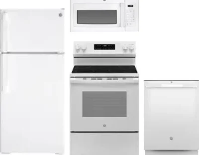 4 Piece Package Includes Refrigerator, Range, Microwave And Dishwasher