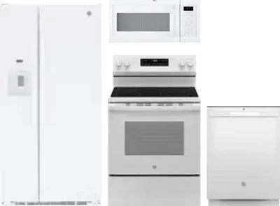 4 Piece Package Includes Refrigerator, Range, Microwave And Dishwasher