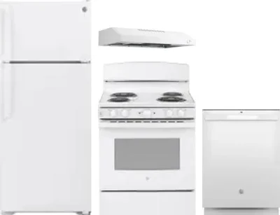 4 Piece Package Includes Refrigerator, Range, Hood And Dishwasher