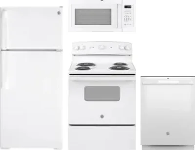 4 Piece Package Includes Refrigerator, Range, Microwave And Dishwasher
