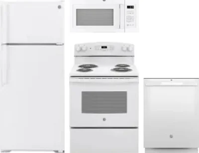 4 Piece Package Includes Refrigerator, Range, Microwave And Dishwasher