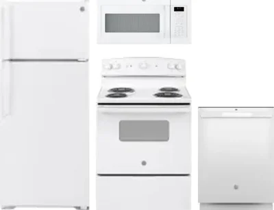 4 Piece Package Includes Refrigerator, Range, Microwave And Dishwasher