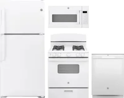4 Piece Package Includes Refrigerator, Range, Microwave And Dishwasher