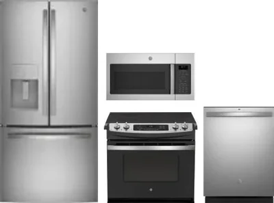 4 Piece Package Includes Refrigerator, Range, Microwave And Dishwasher