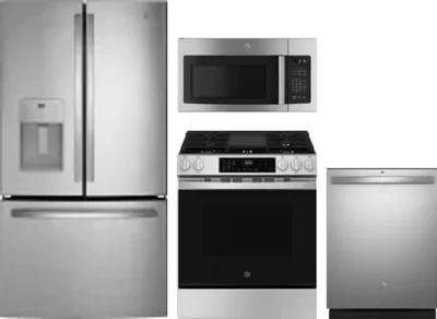 4 Piece Package Includes Refrigerator, Range, Microwave And Dishwasher