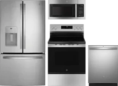 4 Piece Package Includes Refrigerator, Range, Microwave And Dishwasher