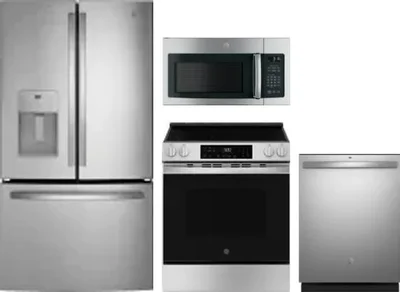 4 Piece Package Includes Refrigerator, Range, Microwave And Dishwasher