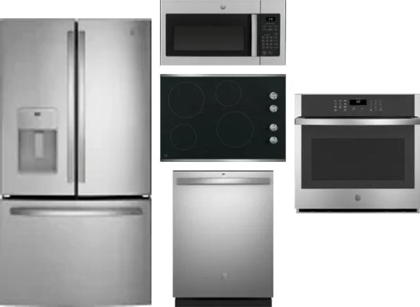 5 Piece Package Includes Refrigerator, Cooktop, Wall Oven, Microwave And Dishwasher