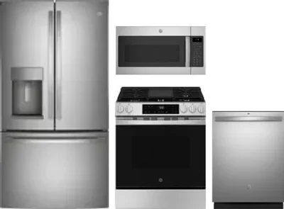 4 Piece Package Includes Refrigerator, Range, Microwave And Dishwasher
