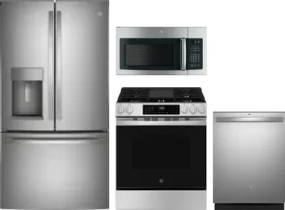 4 Piece Package Includes Refrigerator, Range, Microwave And Dishwasher