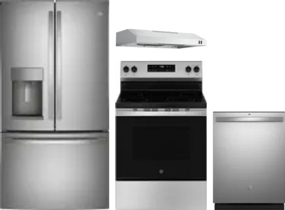 4 Piece Package Includes Refrigerator, Range, Hood And Dishwasher
