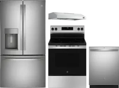 4 Piece Package Includes Refrigerator, Range, Hood And Dishwasher