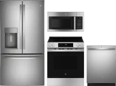 4 Piece Package Includes Refrigerator, Range, Microwave And Dishwasher