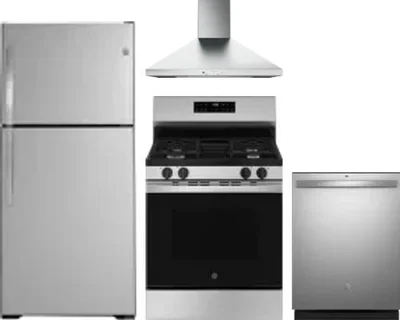 4 Piece Package Includes Refrigerator, Range, Hood And Dishwasher