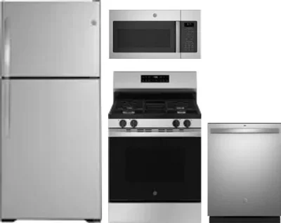 4 Piece Package Includes Refrigerator, Range, Microwave And Dishwasher