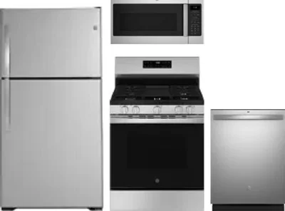 4 Piece Package Includes Refrigerator, Range, Microwave And Dishwasher