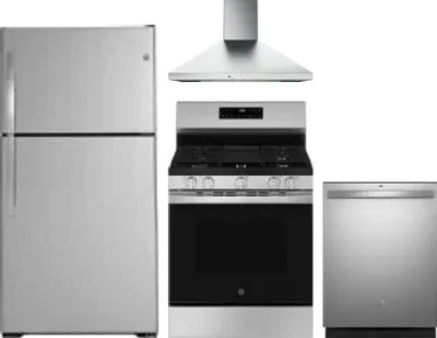 4 Piece Package Includes Refrigerator, Range, Hood And Dishwasher