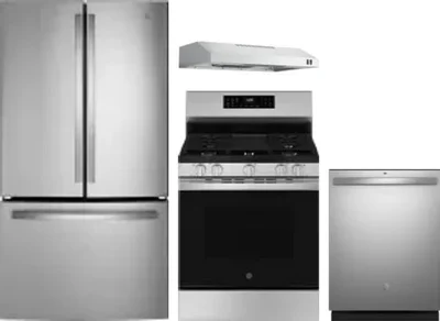 4 Piece Package Includes Refrigerator, Range, Hood And Dishwasher