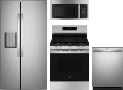4 Piece Package Includes Refrigerator, Range, Microwave And Dishwasher