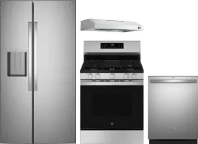 4 Piece Package Includes Refrigerator, Range, Hood And Dishwasher