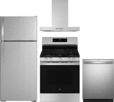 4 Piece Package Includes Refrigerator, Range, Hood And Dishwasher