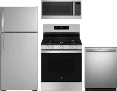 4 Piece Package Includes Refrigerator, Range, Microwave And Dishwasher