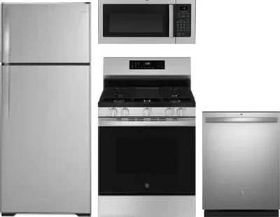 4 Piece Package Includes Refrigerator, Range, Microwave And Dishwasher