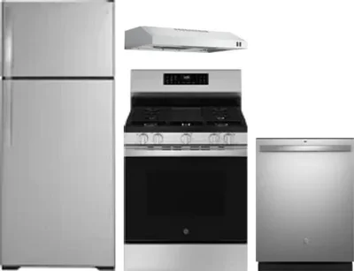 4 Piece Package Includes Refrigerator, Range, Hood And Dishwasher