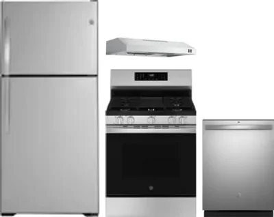 4 Piece Package Includes Refrigerator, Range, Hood And Dishwasher
