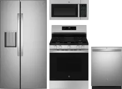 4 Piece Package Includes Refrigerator, Range, Microwave And Dishwasher