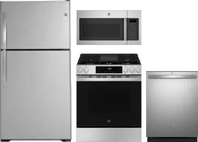 4 Piece Package Includes Refrigerator, Range, Microwave And Dishwasher