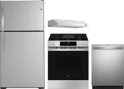 4 Piece Package Includes Refrigerator, Range, Hood And Dishwasher