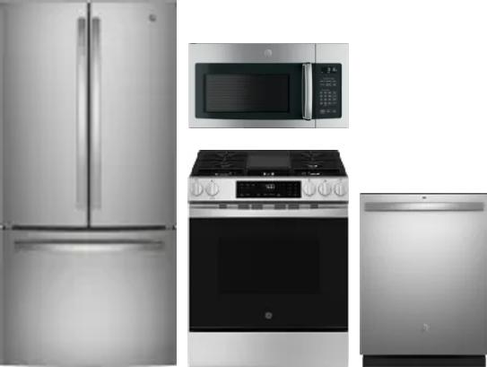 4 Piece Package Includes Refrigerator, Range, Microwave And Dishwasher