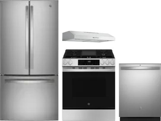 4 Piece Package Includes Refrigerator, Range, Hood And Dishwasher