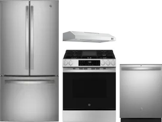 4 Piece Package Includes Refrigerator, Range, Hood And Dishwasher