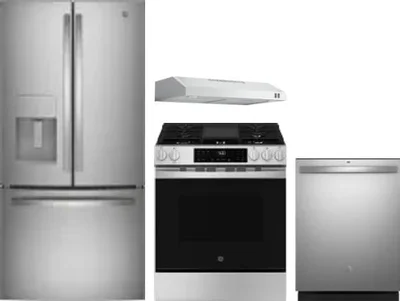 4 Piece Package Includes Refrigerator, Range, Hood And Dishwasher