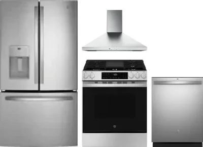 4 Piece Package Includes Refrigerator, Range, Hood And Dishwasher