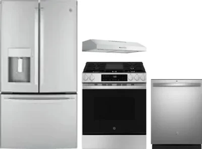 4 Piece Package Includes Refrigerator, Range, Hood And Dishwasher